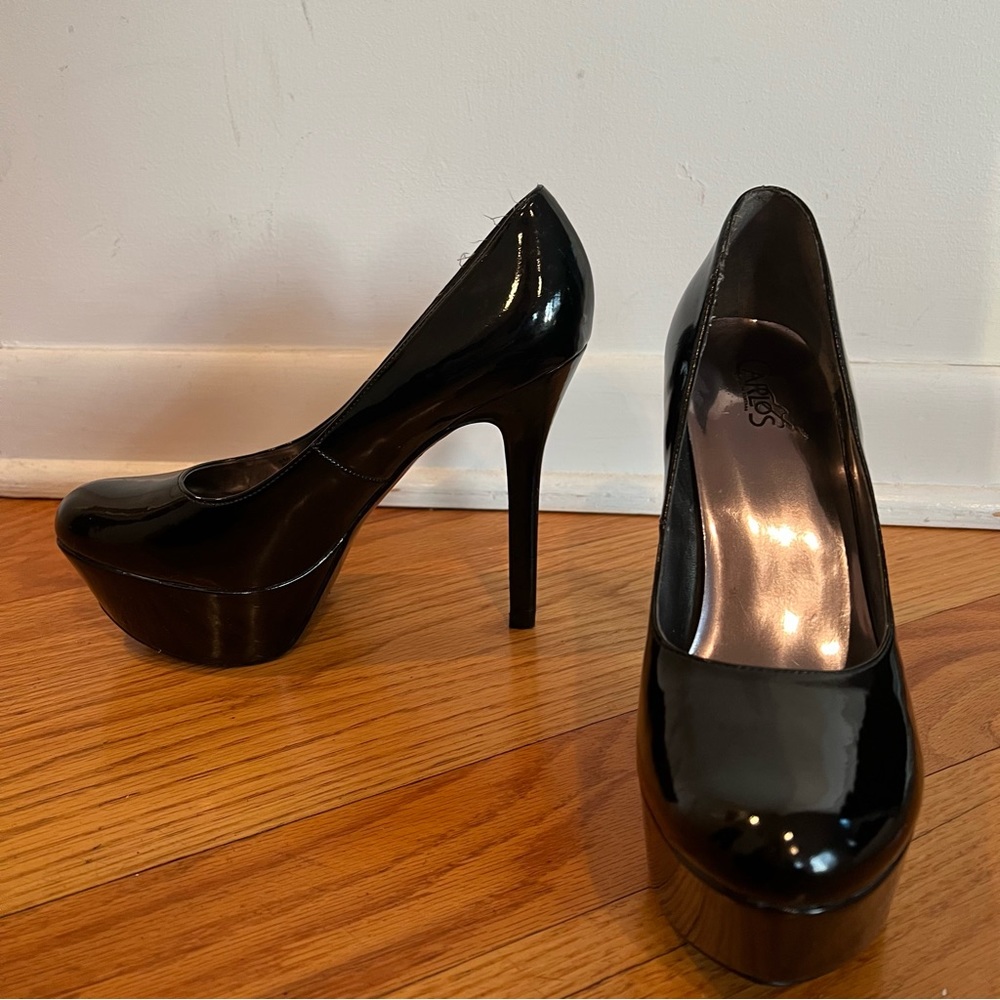 CARLOS BY CARLOS SANTANA Platform Black Patent Leather Heels - Like New!